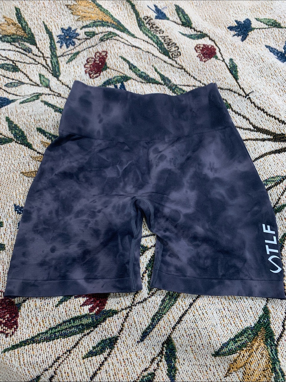 STLF Black Tie-Dye High-Waist Bike Shorts